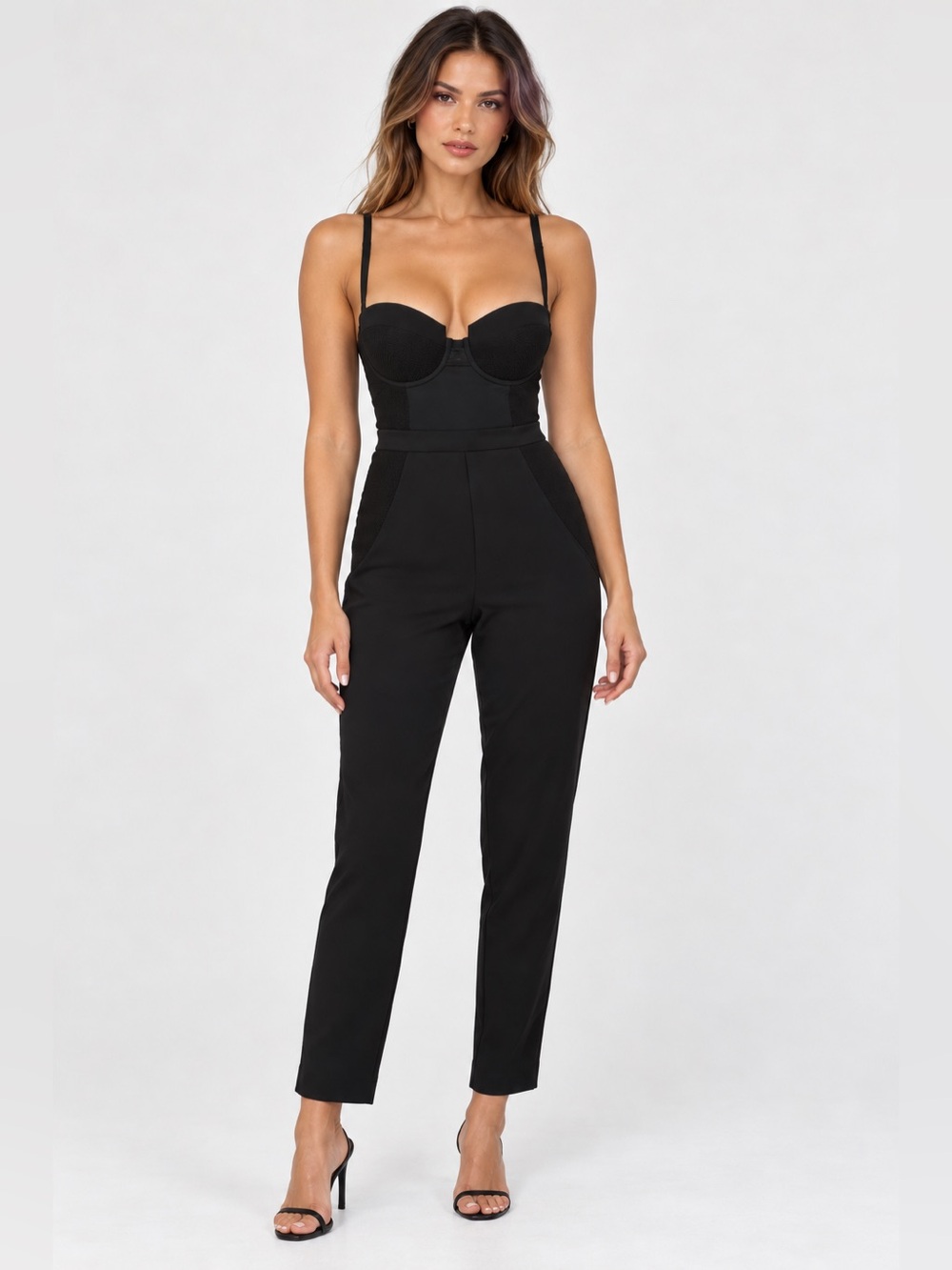 Marciano Black Bustier Jumpsuit with Tailored Leg